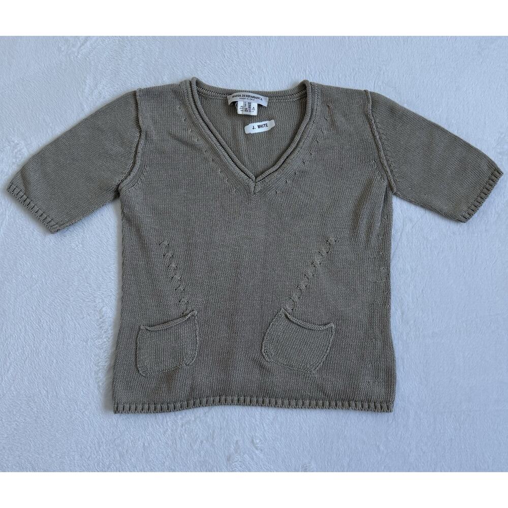 Maria Di Ripabianca Knitted Cropped Sweater Top Made In Italy Size 8 US